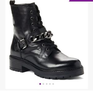 Aldo Black Adelie Leather Combat Boots